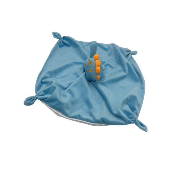 Pro Goleem Dinosaur Lovey No Tag Security Blanket Knotted Ends Blue Orange Satin - Picture 5 of 7